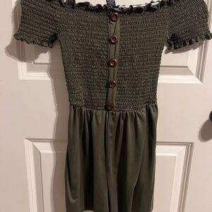 Rue21 Olive Button-Front Off-Shoulder Romper